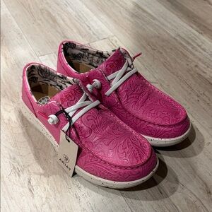 Ariat Hot Pink Floral Embossed Casual Shoes